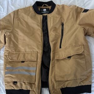 American Stitch Tan Bomber Jacket with Black Trim